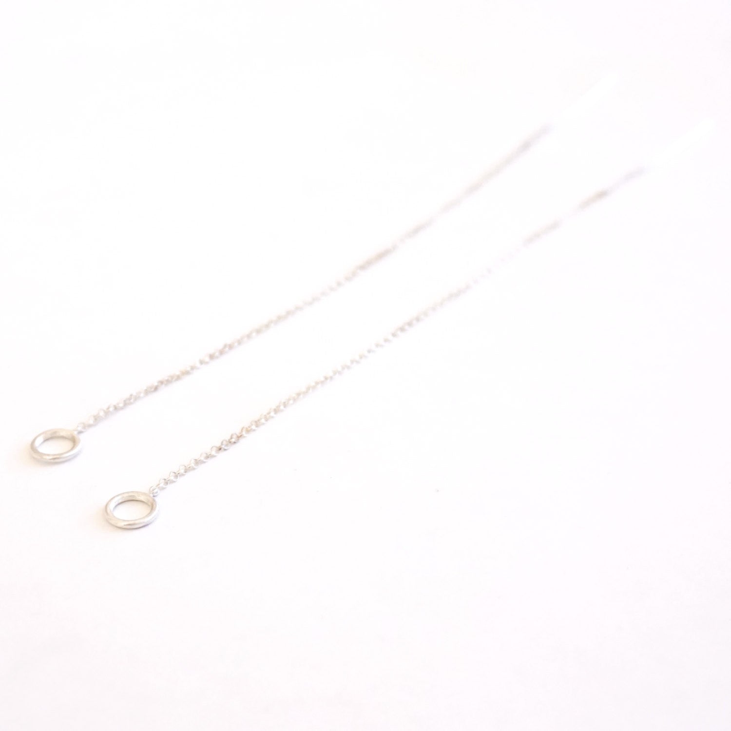 Unique and Tasteful Open Circle On a Long Sterling Silver Chain Threader - 0199 - Virginia Wynne Designs