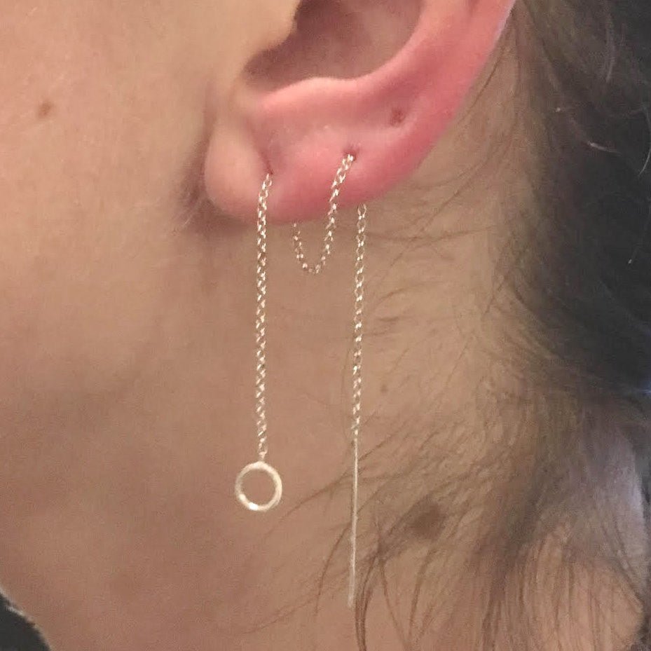 Unique and Tasteful Open Circle On a Long Sterling Silver Chain Threader - 0199 - Virginia Wynne Designs