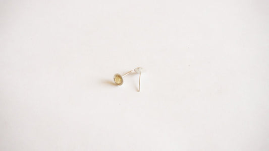 Stylish Hand-Made Silver Stud Earrings with a Solid Mini Brass Button in the Center - 0196 - Virginia Wynne Designs