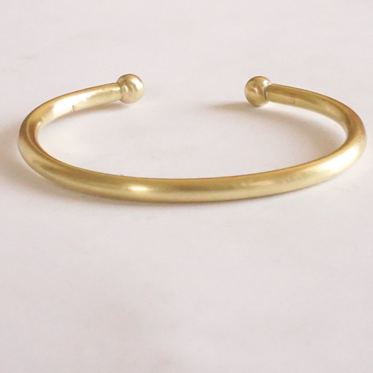 Classic Hand-Made Gold Colored Brass or Sterling Silver Torque Bracelet w/ Solid Ball Ends - 0198 - Virginia Wynne Designs