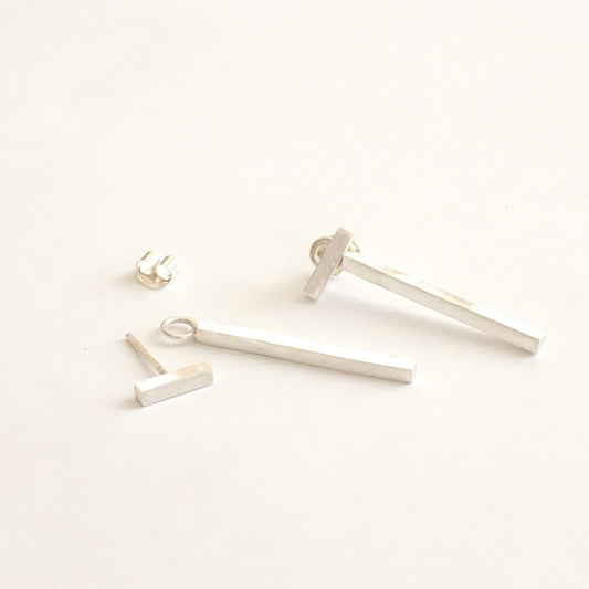 Hand-Made, Elegant Minimalist Ear Jacket in Brass, Sterling Silver or Silver Oxidized - 0202 - Virginia Wynne Designs