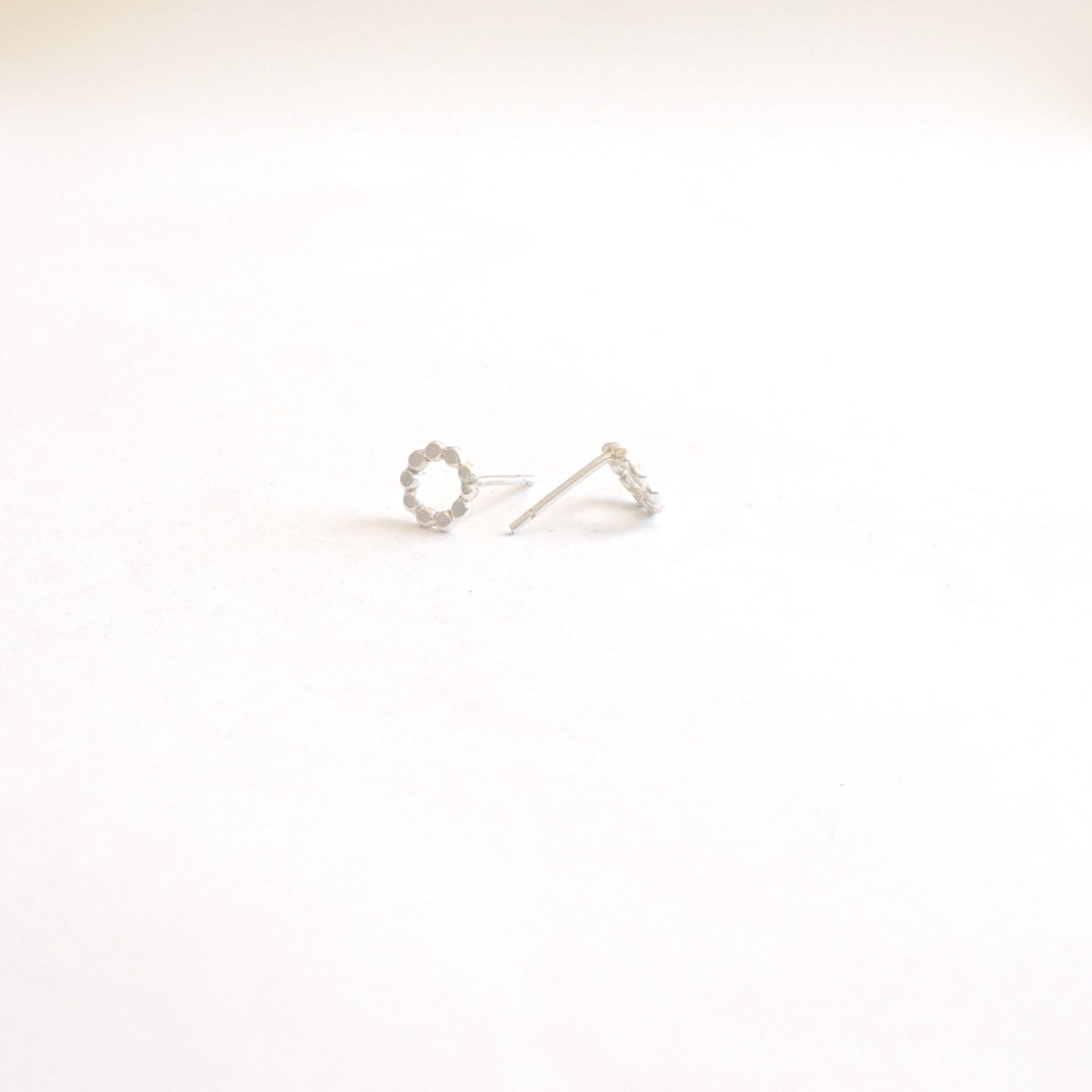 Uncluttered Yet Classy - Hand-Made Sterling Silver Beaded Open Circle Earrings - 0222 - Virginia Wynne Designs