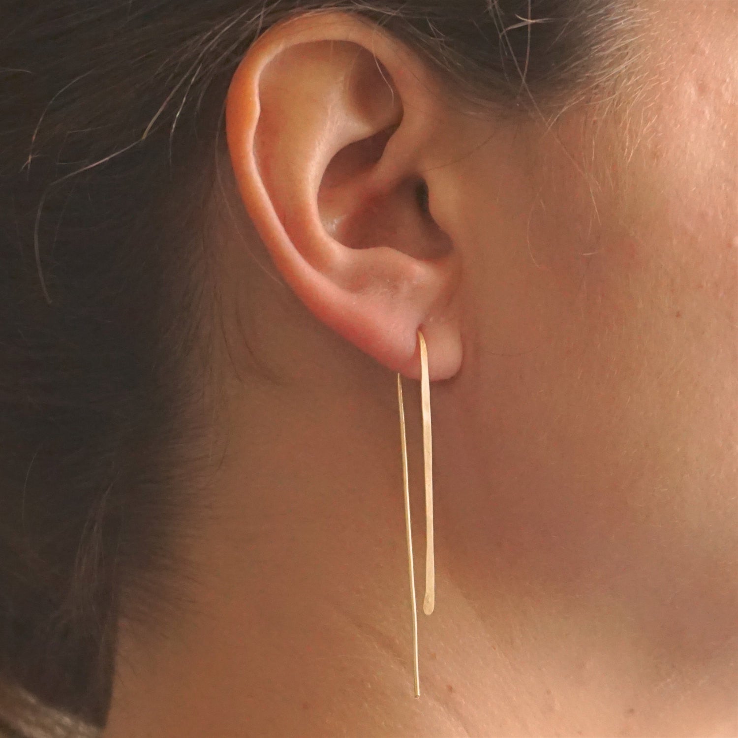 Elegant and Hand-Crafted, Long Arc Open U-Shaped Hoop Earrings - 0211 - Virginia Wynne Designs