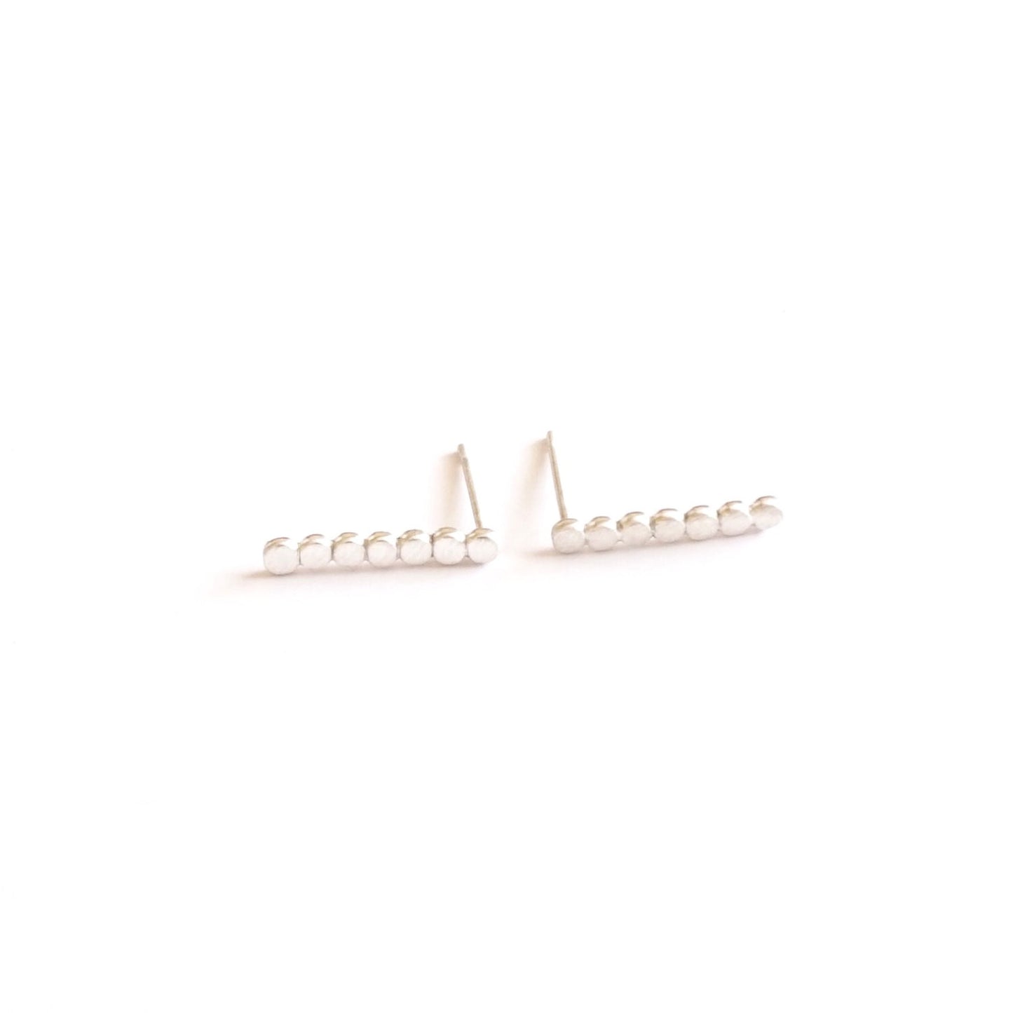 Long Circle Minimalistic Hand-Made Silver Bar Stud Earrings - 0216 - Virginia Wynne Designs