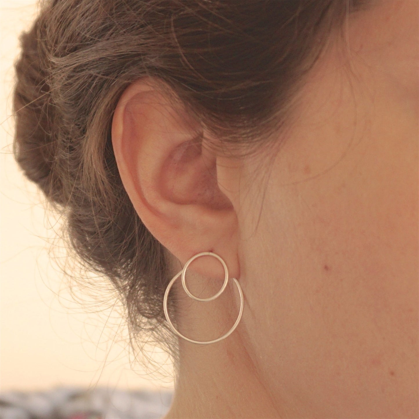 Elegant Refined Hand-Made, Double Open Circle Jacket Earrings - 0221 - Virginia Wynne Designs