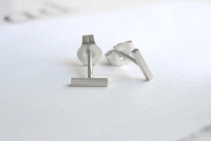 5mm Minimalist Bar Stud Earrings - Copper, Bronze, Brass, Sterling Silver, Gold Fill, 14k Gold - 0006