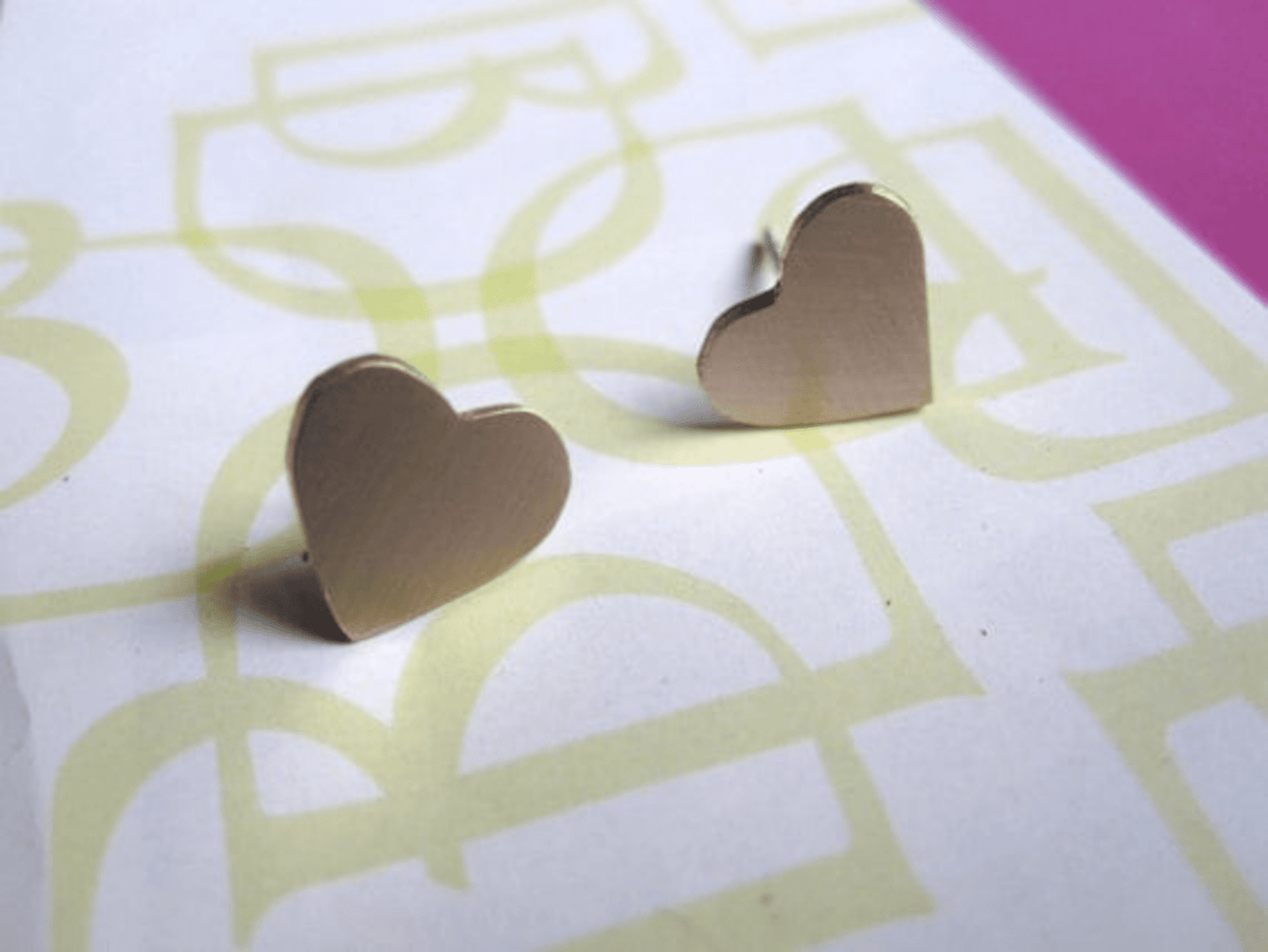 9mm Flat Heart Stud Earrings | Minimalist Jewelry in Copper, Bronze, Brass, Sterling Silver, 14k Gold - 0042