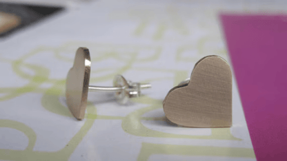 9mm Flat Heart Stud Earrings | Minimalist Jewelry in Copper, Bronze, Brass, Sterling Silver, 14k Gold - 0042