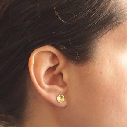 Silver and Gold Dome Stud Earrings | Minimalist Geometric Jewelry | 23k Gold Leaf | Solid Sterling Silver | Gift Ready | 0060