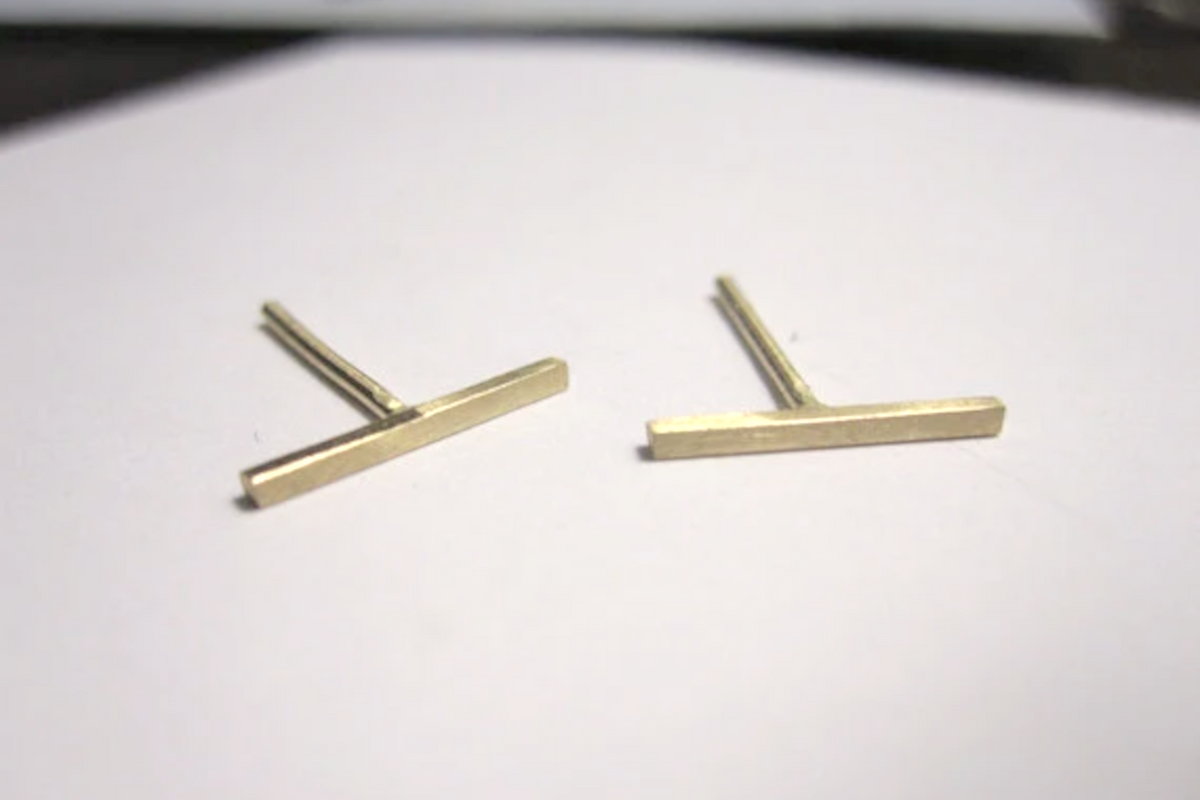 1mm Square Stud Earrings | 3mm-25mm Lengths | Solid 14k Gold | Matte or Polished Finish 0039