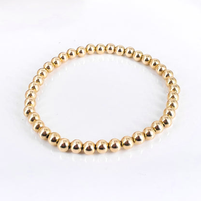 14k Yellow Gold Fill Bead Bangle Bracelet, 2mm-8mm Beads, Stretch Bracelet | Gift for her | 0365