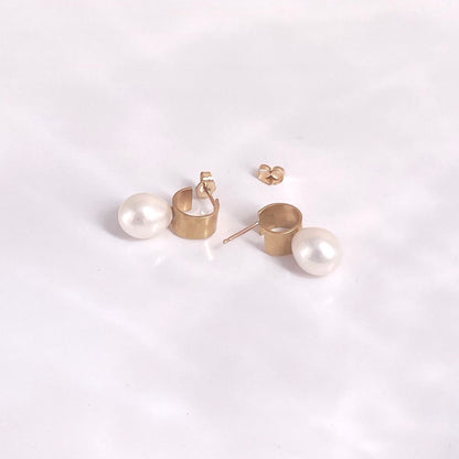 Teardrop Pearl Hoop Earrings | Minimalist Freshwater Pearl Earrings | Versatile Hoop Jewelry | Gift for Her | Lightweight Earrings | 0362