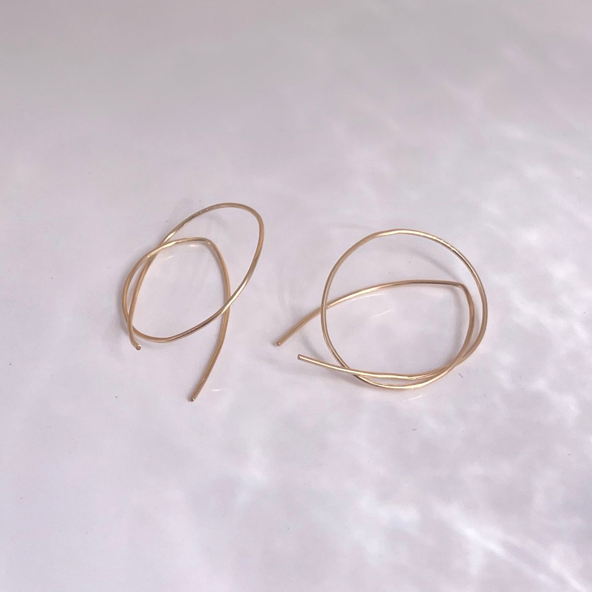 Thin Rope Earrings | Simple Dangle Hoops | Organic Circle Dangle Earrings | Everyday Gift for Her | Lightweight Earrings | 0361