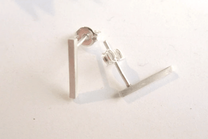 Minimalist Drop Square Bar Stud Earrings – 1.3mm Drop Studs in Sterling Silver, Gold Fill, Brass & More - 0004