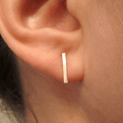 Minimalist Drop Square Bar Stud Earrings – 1.3mm Drop Studs in Sterling Silver, Gold Fill, Brass & More - 0004