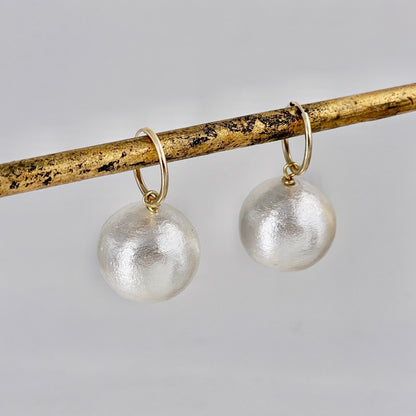 Vegan Cotton Pearl Hoop Earrings - Lightweight Chic Design 0356