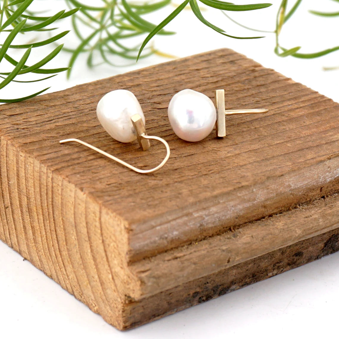 Elegant Dangle Pearl Earrings | White 10mm Nugget AAA Pearl | Multiple Metal Options 0325