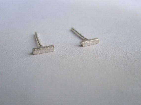 Chic And Stylish Ultra Thin, Hand-Made, Rectangular Bar Stud Earrings - 0017 - Virginia Wynne Designs