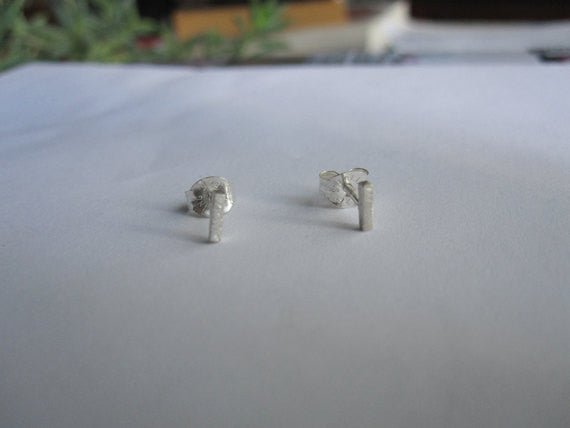 Chic And Stylish Ultra Thin, Hand-Made, Rectangular Bar Stud Earrings - 0017 - Virginia Wynne Designs