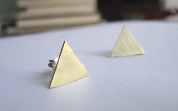 Contemporary and Modern Large Triangle Stud Earrings - 0009 - Virginia Wynne Designs