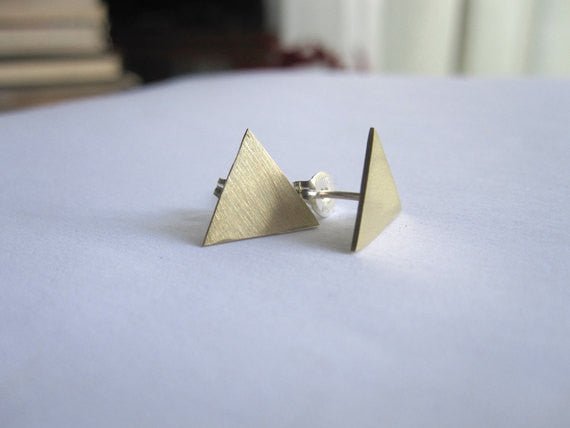 Contemporary and Modern Large Triangle Stud Earrings - 0009 - Virginia Wynne Designs