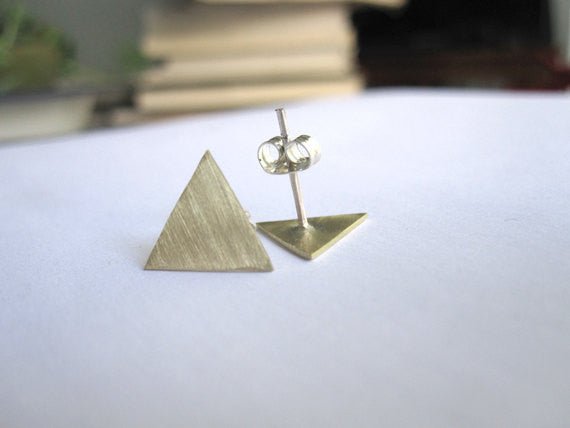 Contemporary and Modern Large Triangle Stud Earrings - 0009 - Virginia Wynne Designs