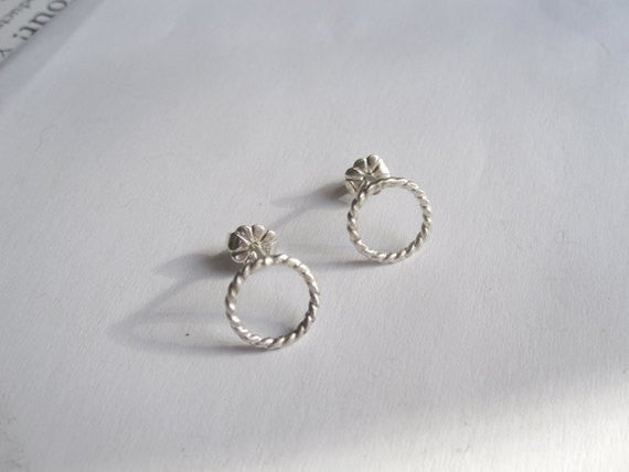 Classy and Stylish, Hand-Crafted Sterling Silver "Twisted Rope" Stud Earrings - 0064 - Virginia Wynne Designs