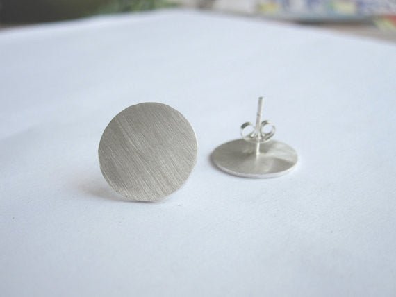 Georgeous Hand-Made Large Flat 13mm Circle Stud Earrings - 0047 - Virginia Wynne Designs