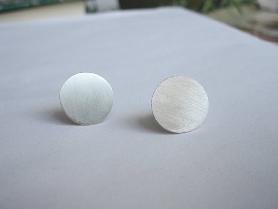 Georgeous Hand-Made Large Flat 13mm Circle Stud Earrings - 0047 - Virginia Wynne Designs