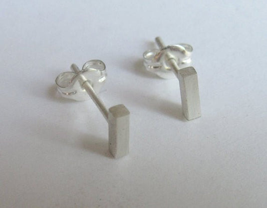 Chic And Stylish Ultra Thin, Hand-Made, Rectangular Bar Stud Earrings - 0017 - Virginia Wynne Designs