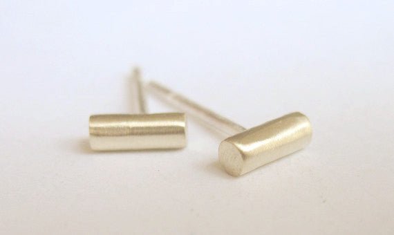 Contemporary Chic Hand-Made Thick Round Mini Bar Stud Earrings - 0037 - Virginia Wynne Designs