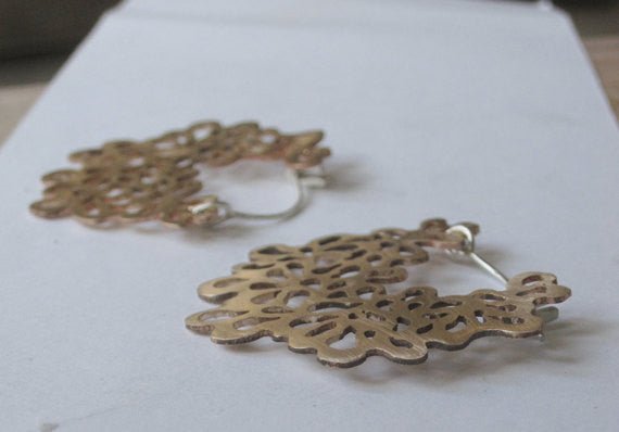 Exceptional, One-of-a Kind, Hand-Made Cut-Out Hoop Earrings - 0090 - Virginia Wynne Designs