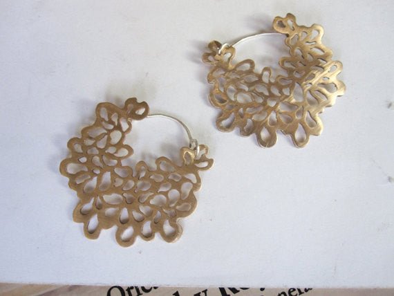 Exceptional, One-of-a Kind, Hand-Made Cut-Out Hoop Earrings - 0090 - Virginia Wynne Designs