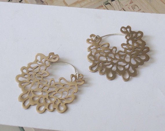 Exceptional, One-of-a Kind, Hand-Made Cut-Out Hoop Earrings - 0090 - Virginia Wynne Designs