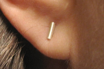 Elegant and Contemporary Hand-Made Tiny Round Bar Stud Earrings - 0007 - Virginia Wynne Designs