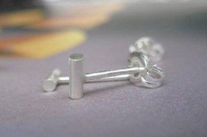 Elegant and Contemporary Hand-Made Tiny Round Bar Stud Earrings - 0007 - Virginia Wynne Designs