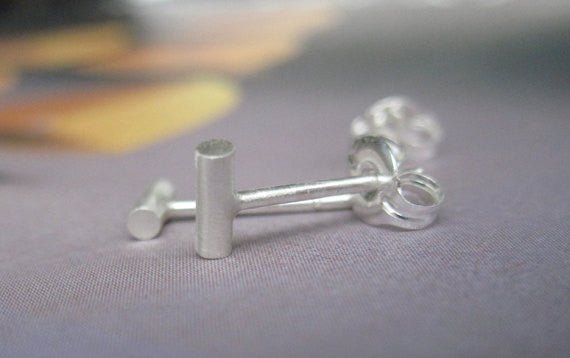 Elegant and Contemporary Hand-Made Tiny Round Bar Stud Earrings - 0007 - Virginia Wynne Designs