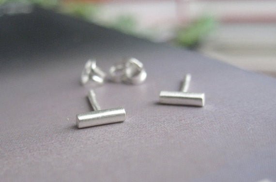 Elegant and Contemporary Hand-Made Tiny Round Bar Stud Earrings - 0007 - Virginia Wynne Designs