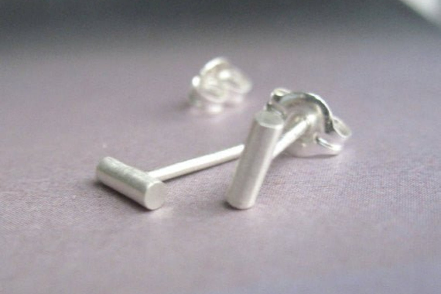 Elegant and Contemporary Hand-Made Tiny Round Bar Stud Earrings - 0007 - Virginia Wynne Designs