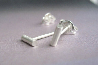 Elegant and Contemporary Hand-Made Tiny Round Bar Stud Earrings - 0007 - Virginia Wynne Designs