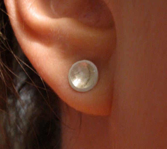 Distinctive Contemporary Hand-Made Concave Disk Stud Earrings - 0089 - Virginia Wynne Designs