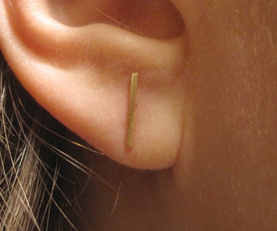 Modern, Cutting Edge, Hand-Made Brass Bar Earring Studs - 0013 - Virginia Wynne Designs