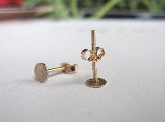 Distinctive Elegance Hand-Made Solid 14k Gold Circle Stud Earrings - 0003 - Virginia Wynne Designs