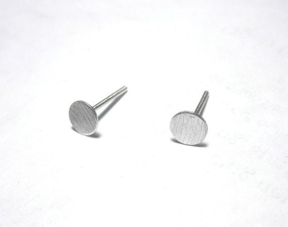 Classic Simplicity Hand-Made Flat Sterling Silver Circle Stud Earrings - 0035 - Virginia Wynne Designs