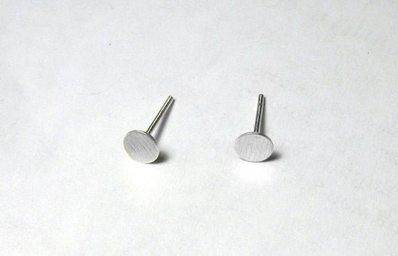 Classic Simplicity Hand-Made Flat Sterling Silver Circle Stud Earrings - 0035 - Virginia Wynne Designs