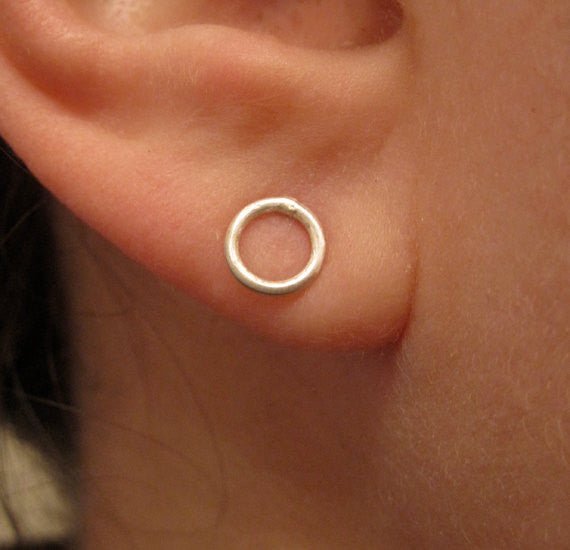 Elegant and Understated Hand-Made Open Circle Stud Earrings - 0034 - Virginia Wynne Designs