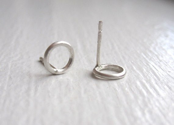 Elegant and Understated Hand-Made Open Circle Stud Earrings - 0034 - Virginia Wynne Designs