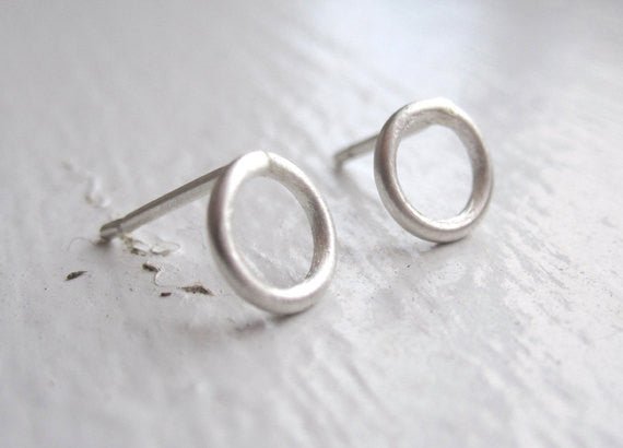 Elegant and Understated Hand-Made Open Circle Stud Earrings - 0034 - Virginia Wynne Designs