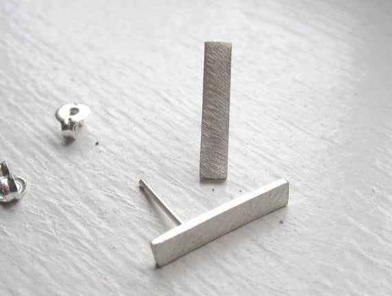 Contemporary and Smart Hand-Crafted Flat Rectangle Bar Stud Earrings - 0027 - Virginia Wynne Designs