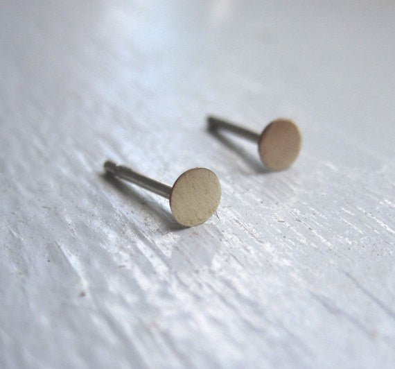 Simple Yet Distinctive Hand-Made Flat Brass Round Studs - 0001 - Virginia Wynne Designs